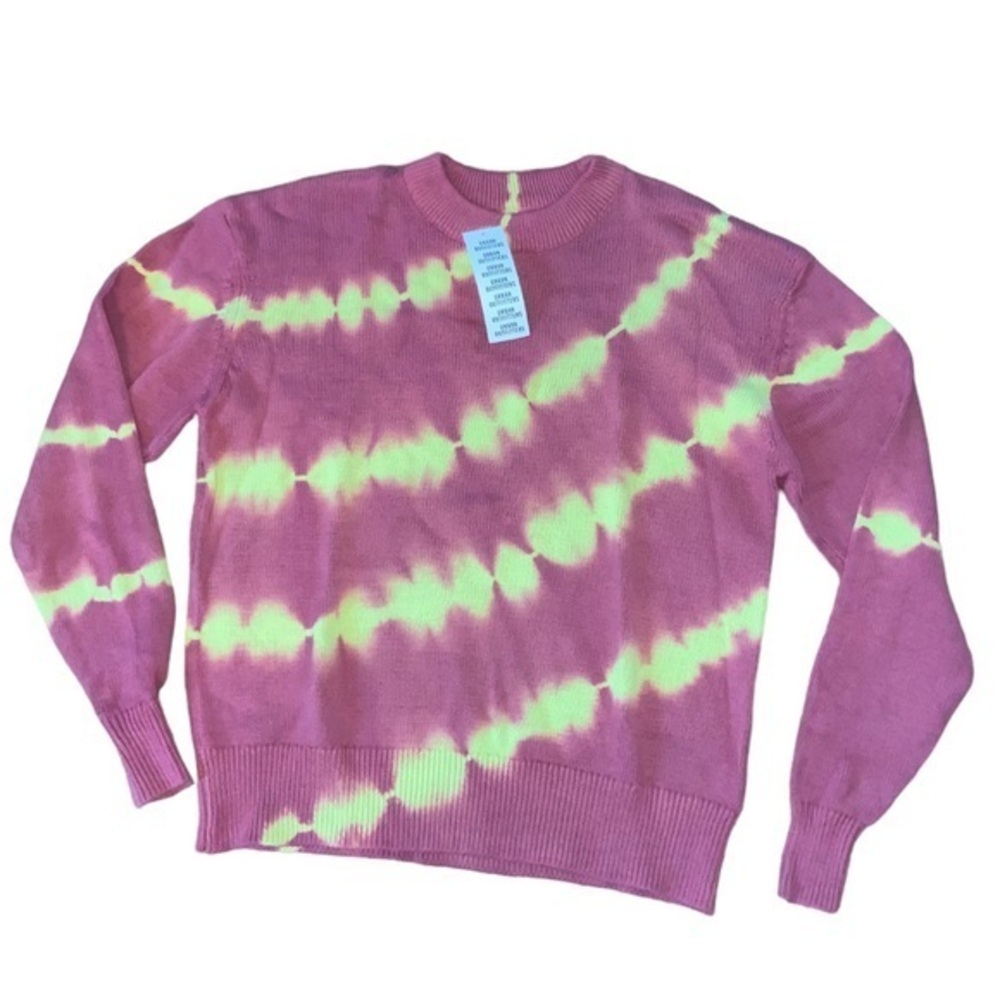 Urban Outfitters Pink and Yellow Tie Dye Knit Crew Neck Sweater Size XS NWT